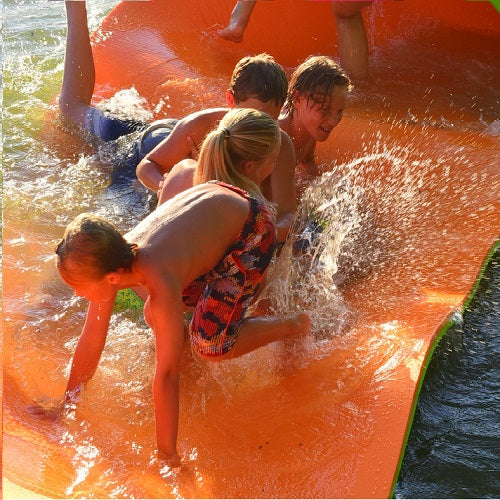 Rubber Dockie 9x6 ft Premium Foam Floating Water Mat Pad (Green and Orange)