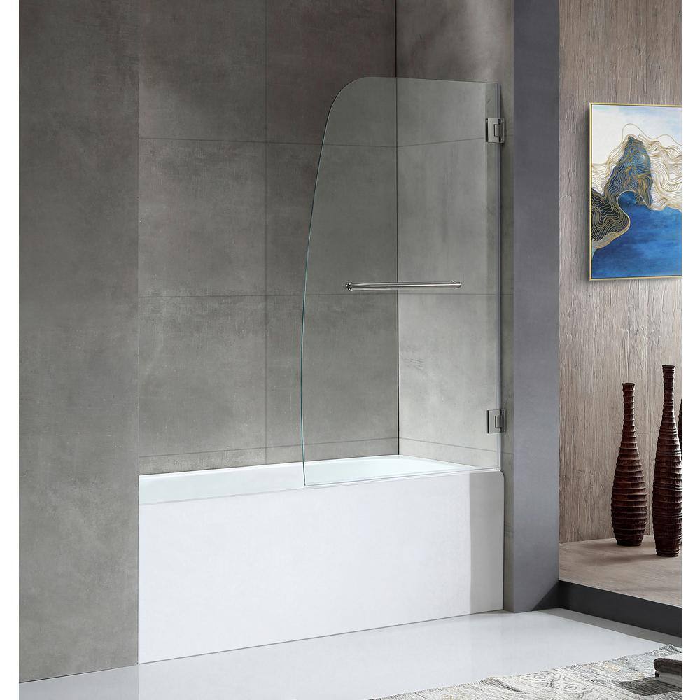 ANZZI 5 ft. Right Drain Tub in White with 34 x 58 in. Frameless Hinged Tub Door in Brushed Nickel SD1001BN-3260R