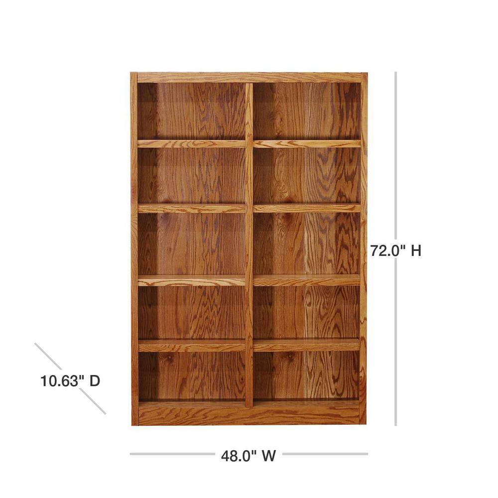 Concepts In Wood 72 in. Dry Oak Wood 10-shelf Standard Bookcase with Adjustable Shelves MI4872-D