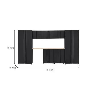 Husky 8-Piece Regular Duty Welded Steel Garage Storage System in Black (133 in. W x 75 in. H x 19 in. D) GS13208-2DWO