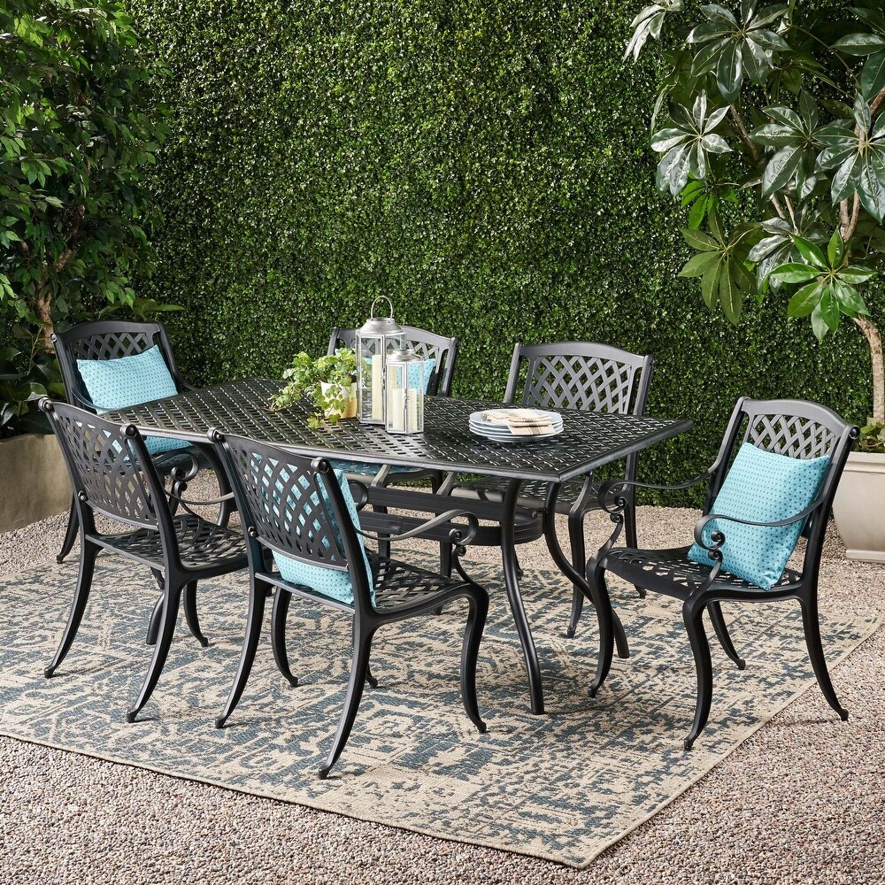 Cayman 7 piece Aluminum Outdoor Dining Set by Christopher Knight Home