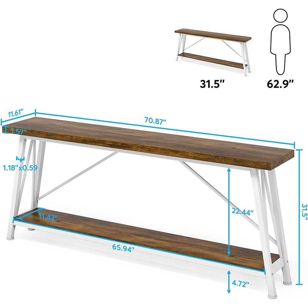 Long Entryway Table  70.9 Inch Vintage Industrial Sofa Console Table