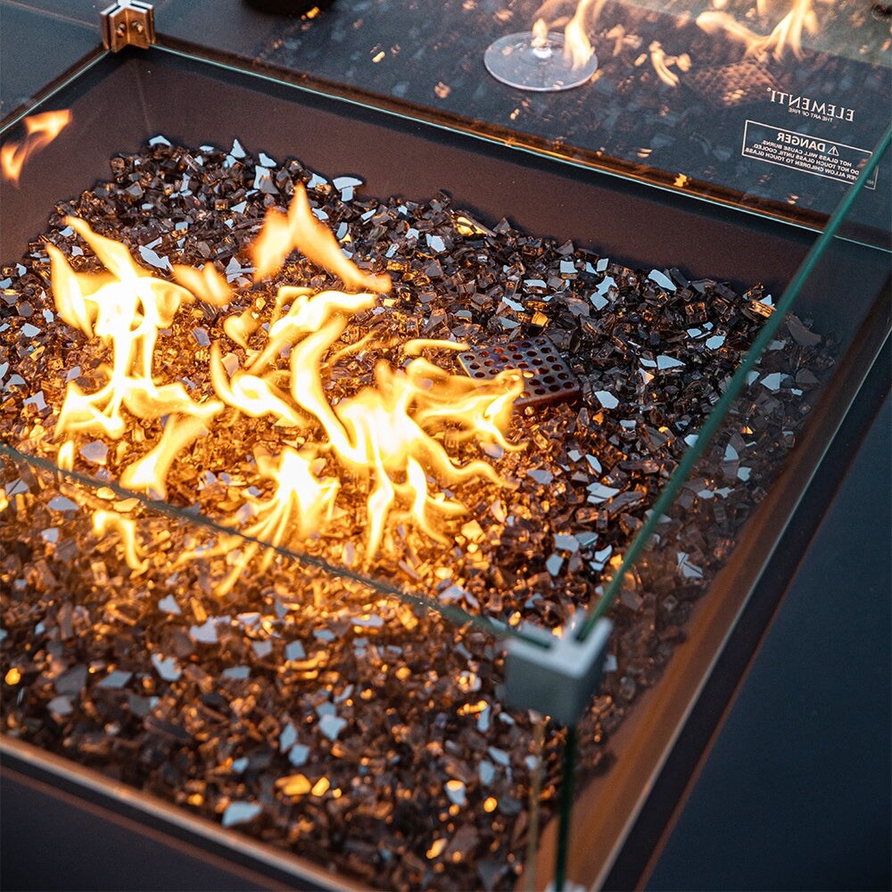 Elementi Plus Capertee Outdoor Fire Pit Table Concrete Square 60000 BTU   40 x 40 inches with Lid  Fire Glass  and Cover