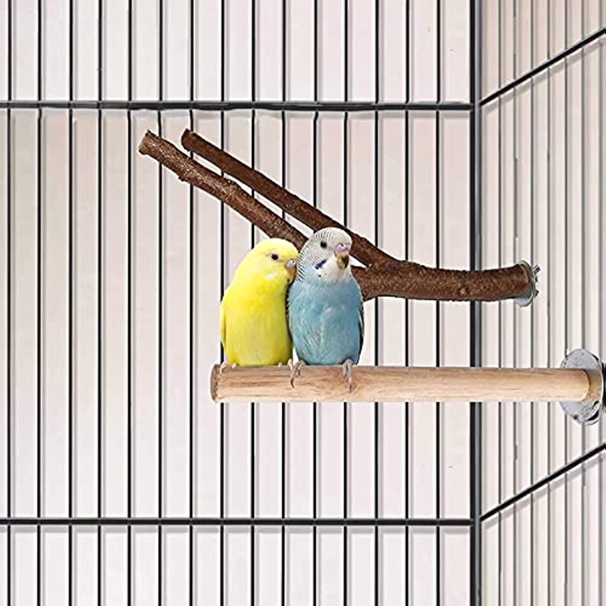 6PCS Parakeet Bird Stand Toy Natural Wood Platform Cage Accessories Stand Parakeet Logs Wood Paw Grinding