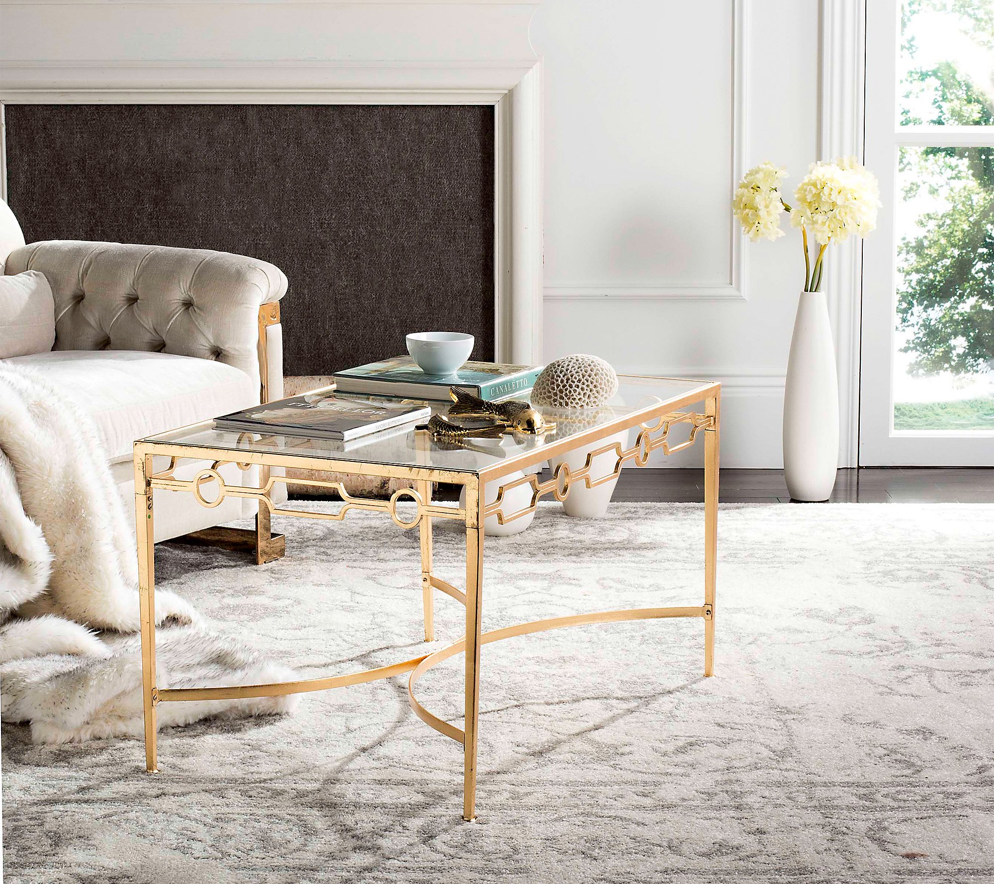 Lura Gold Leaf Retro Coffee Table by Valerie