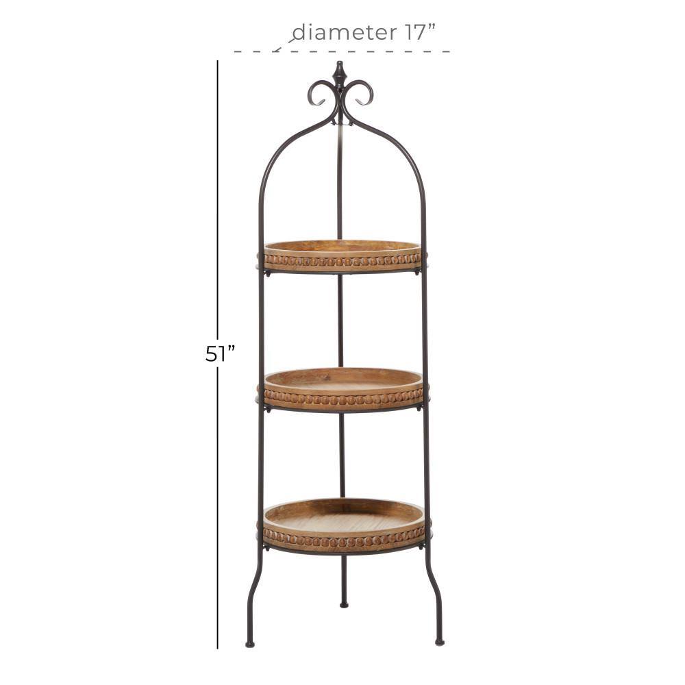 Litton Lane 51 in. Brown Metal Traditional 3 Shelf Shelving Unit 16402