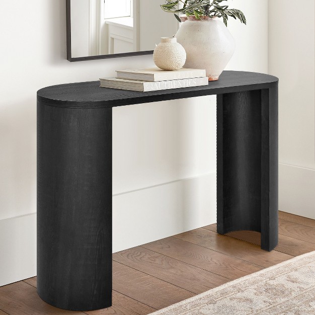 Convertible Double Pedestal Legs With Manufactured Wood Foild With Grain Paper Simplicity Rectangle Console Table the Pop Maison