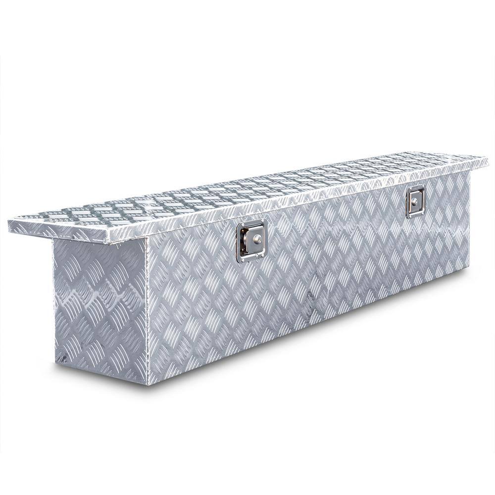 XtremepowerUS 71 in. Silver Aluminum Crossover Crossbed Truck Tool Box Storage 96018-H1