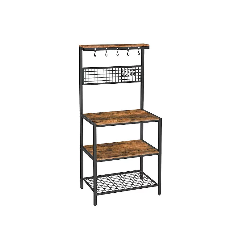 Industrial Kitchen Bakers Rack with Hooks