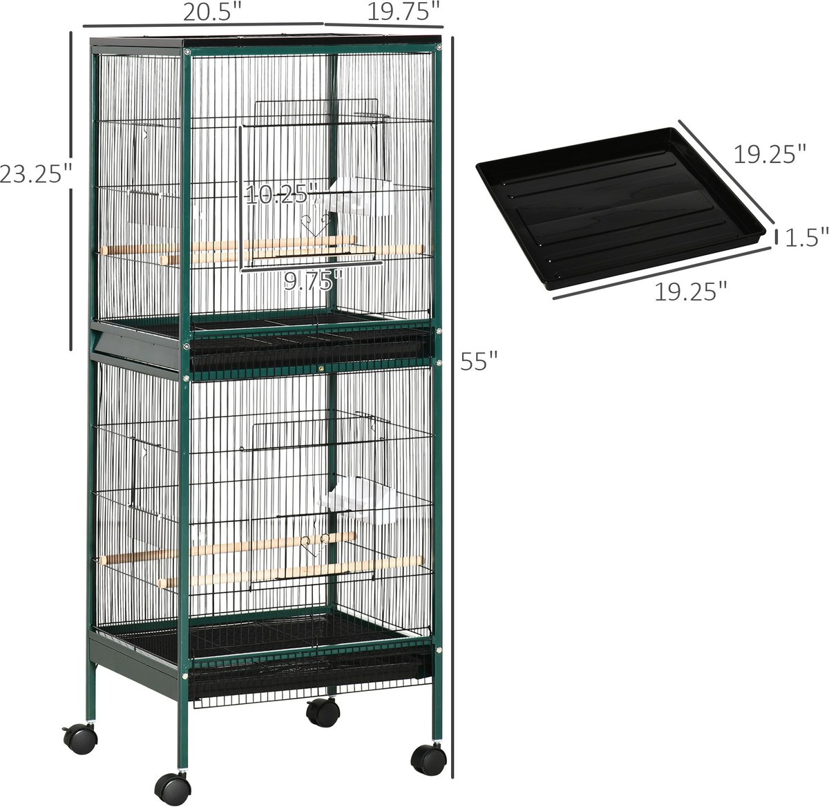 PawHut 55-in 2-in1 Aviary Bird Cage， Green