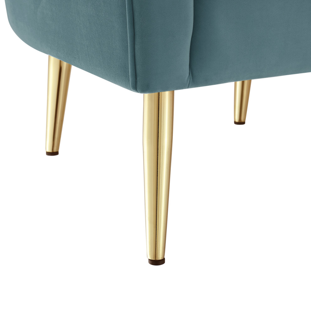 Nicole Miller Bodhi Velvet Accent Chair  Channel Tufted Back   Midcentury   Armchairs And Accent Chairs   by Inspired Home  Houzz