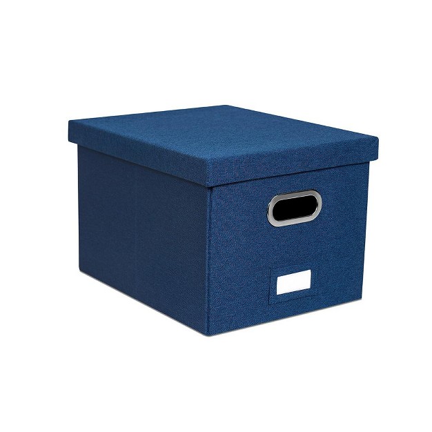 Birdrock Home 1 pack Collapsible File Storage Organizer With Lid Navy