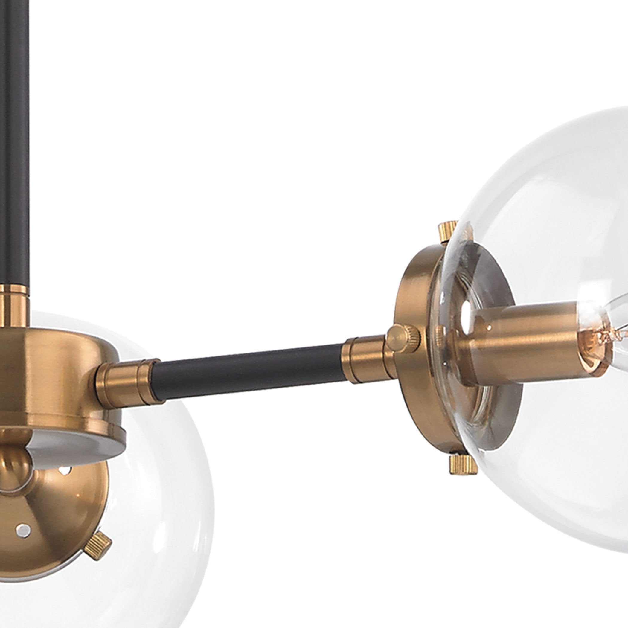 Boudreaux 3-Light Chandelier in Antique Gold and Matte Black with Sphere-shaped Glass