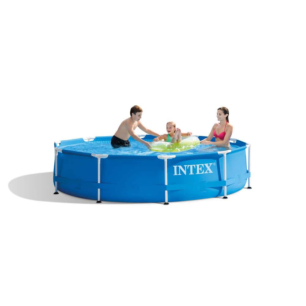 Intex 10 ft. x 2.5 ft. Round Metal Frame Backyard Above Ground Swimming Pool (Frame Only) 28200EH