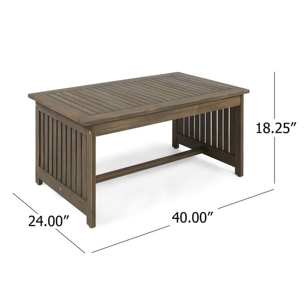 Brendon Outdoor Acacia Wood Coffee Table， Brown Patina