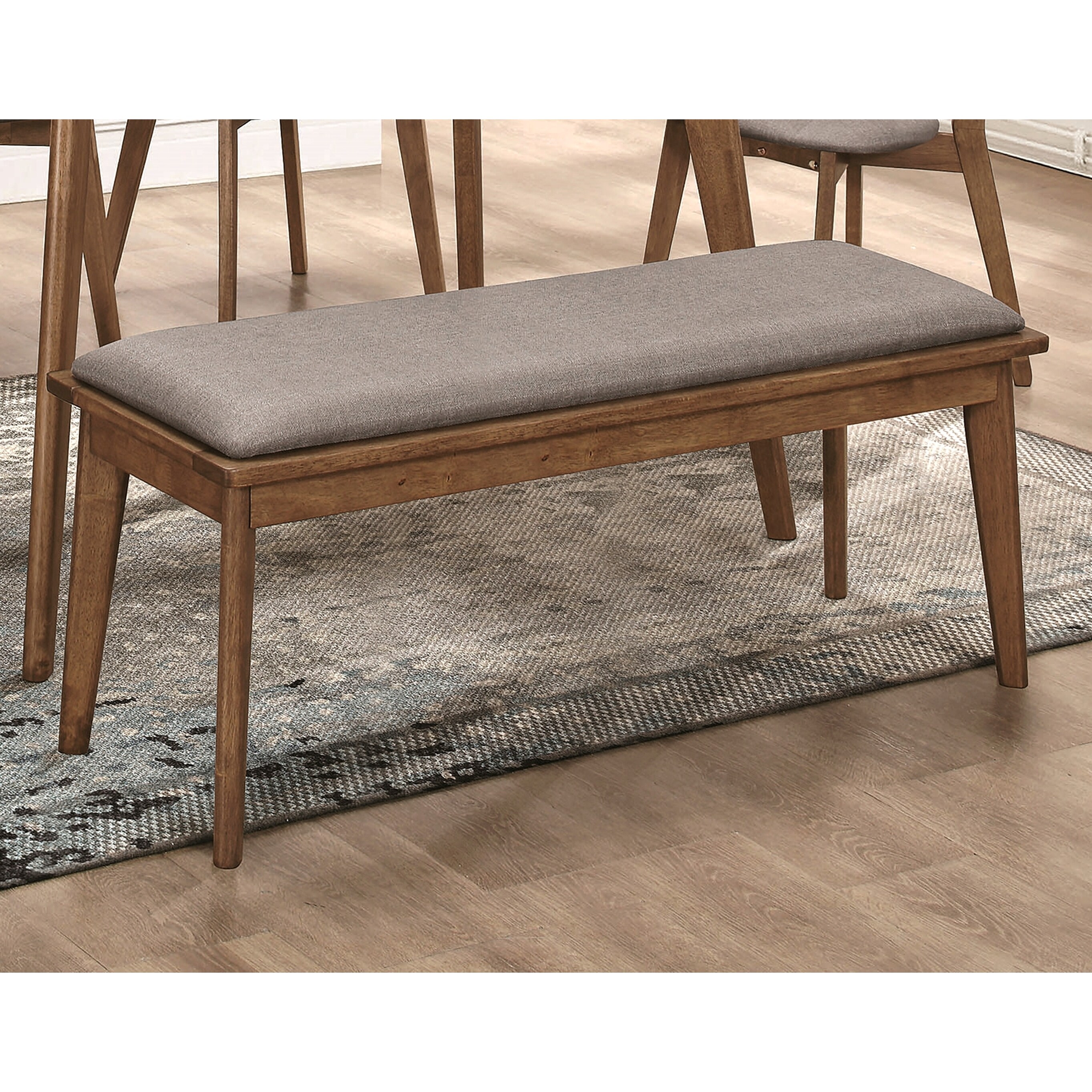 Peony Grey Retro Modern Style Natural Walnut Wood Dining Bench