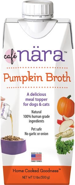 Cafe Nara Pumpkin Broth Grain-Free Dog and Cat Wet Food Topper， 1.1-lb bottle