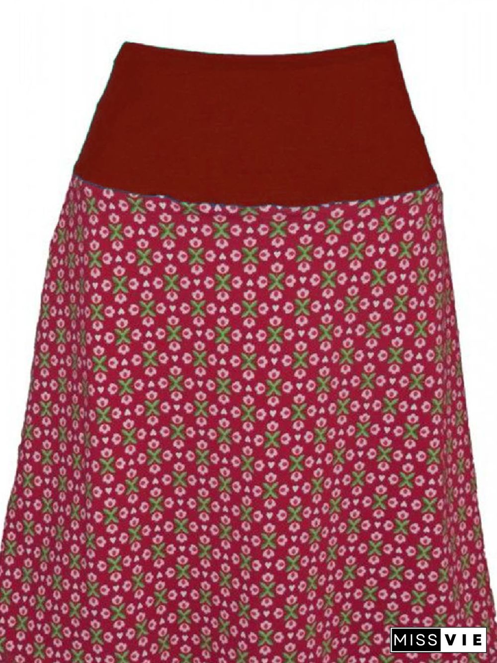 Multicolor Paneled Geometric Casual Skirt