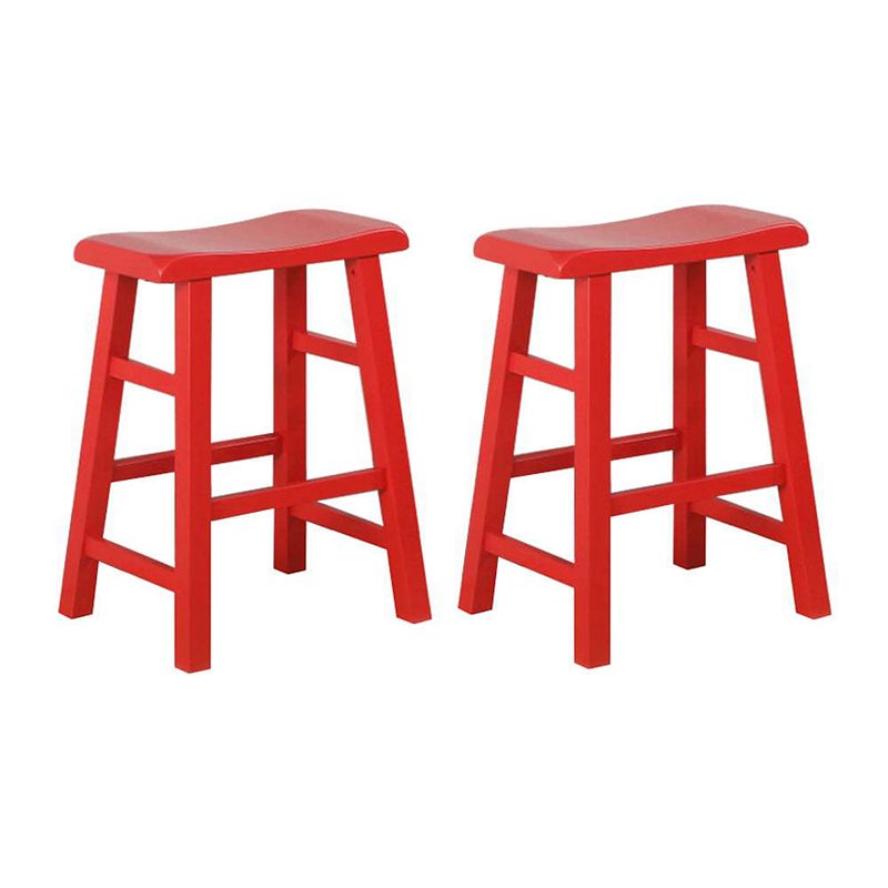 eHemco Heavy-Duty Solid Wood Saddle Seat Kitchen Counter Height Barstools， 24 Inches， Set of 2