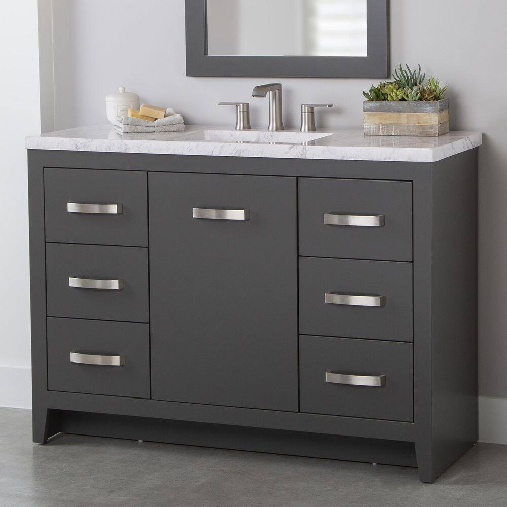 Home Decorators Collection Blakely 49 in. W x 19 in. D Bath Vanity in Shale Gray with Stone Effects Vanity Top in Lunar with White Sink BK48P2-SY