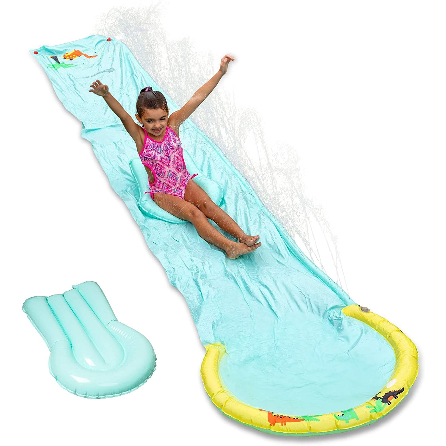 Hoovy Super Giant Water Slip and Slide 192" x 29" with Built in Body Board and Hose Attachment