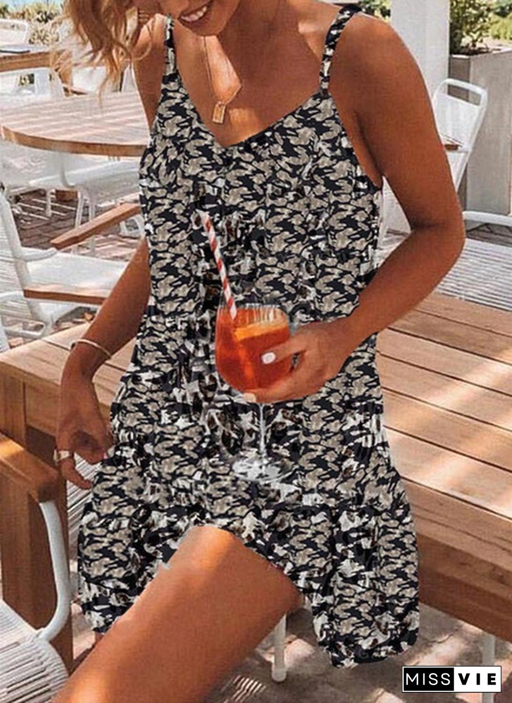 Spaghetti Strap Leopard Printed Summer Beach Dress Women Fashion Casual Mini Dress Vestidos