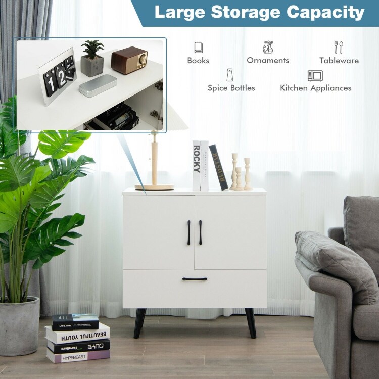 Modern Floor Storage Cabinet with 2 Doors and 1 Pull out Drawer   30\