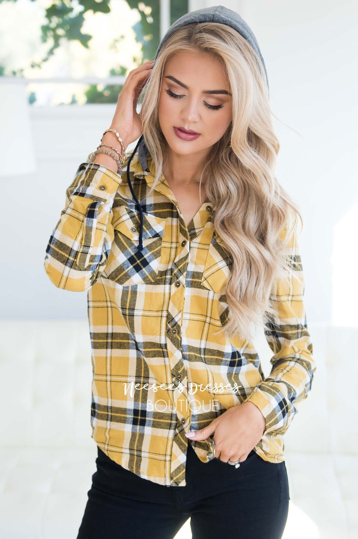 Steady My Soul Plaid Button Up Hoodie