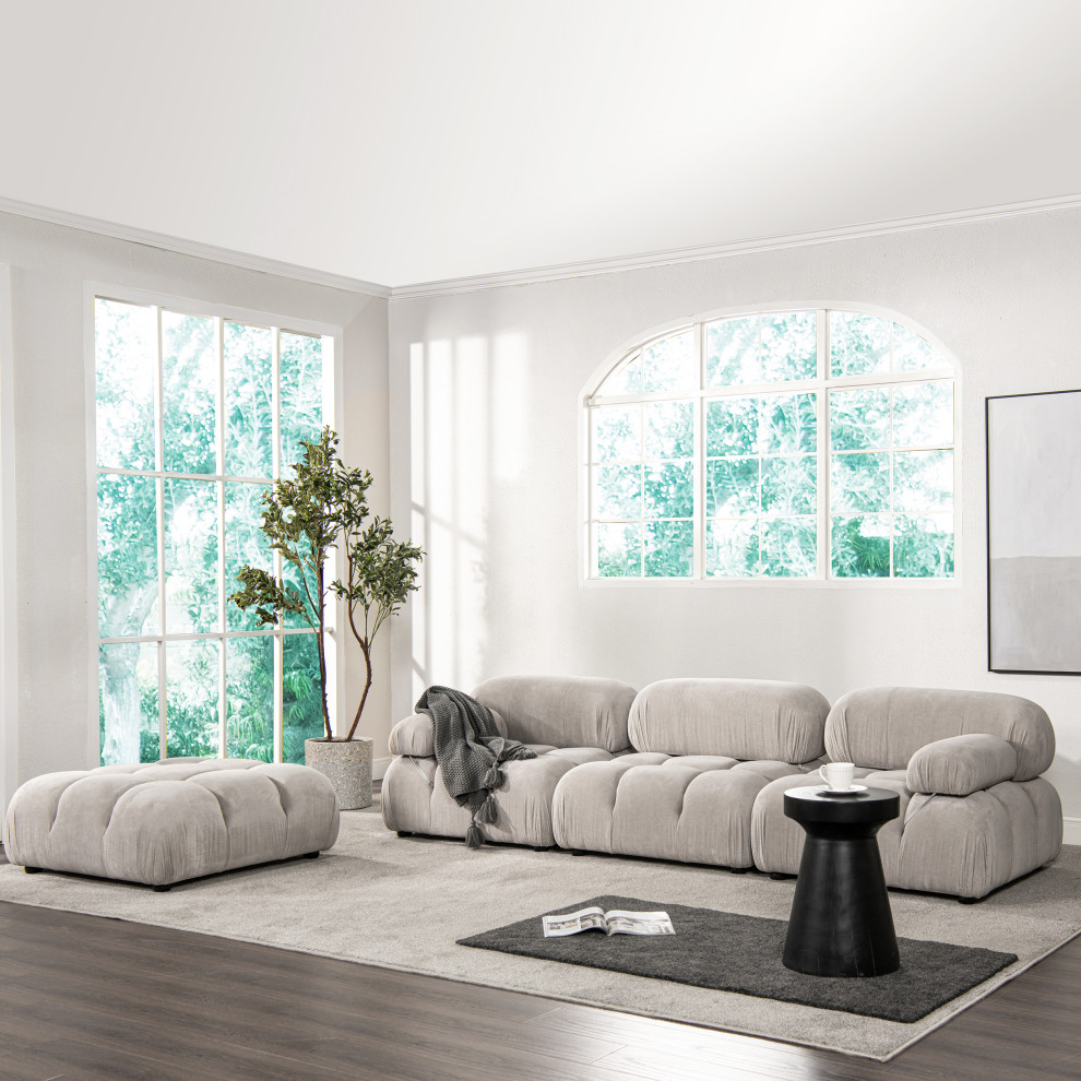 Marcel 109.5 quotModular Modern 3 Piece Sofa   Transitional   Sofas   by Jennifer Taylor Home  Houzz