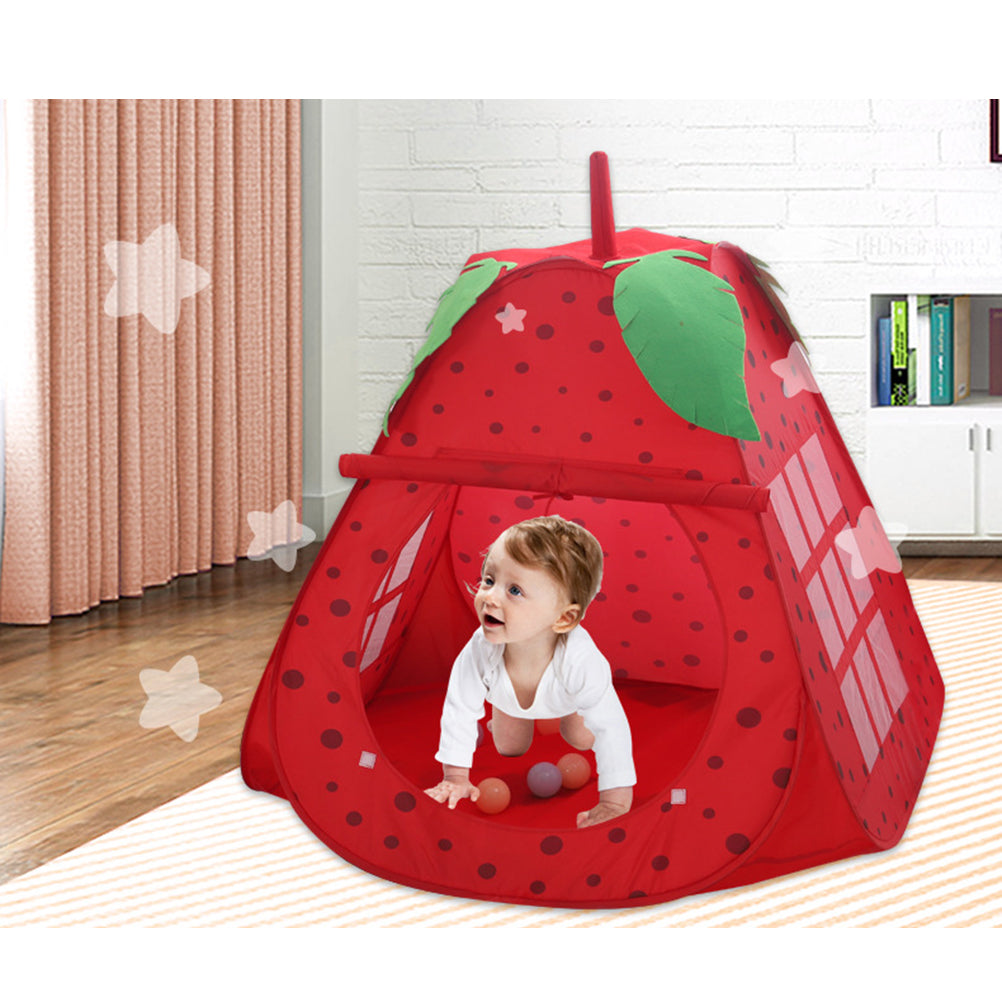 NUOLUX Children Strawberry Tent Portable Kids Game House Indoor Castle Foldable Tent Ocean Ball Pool