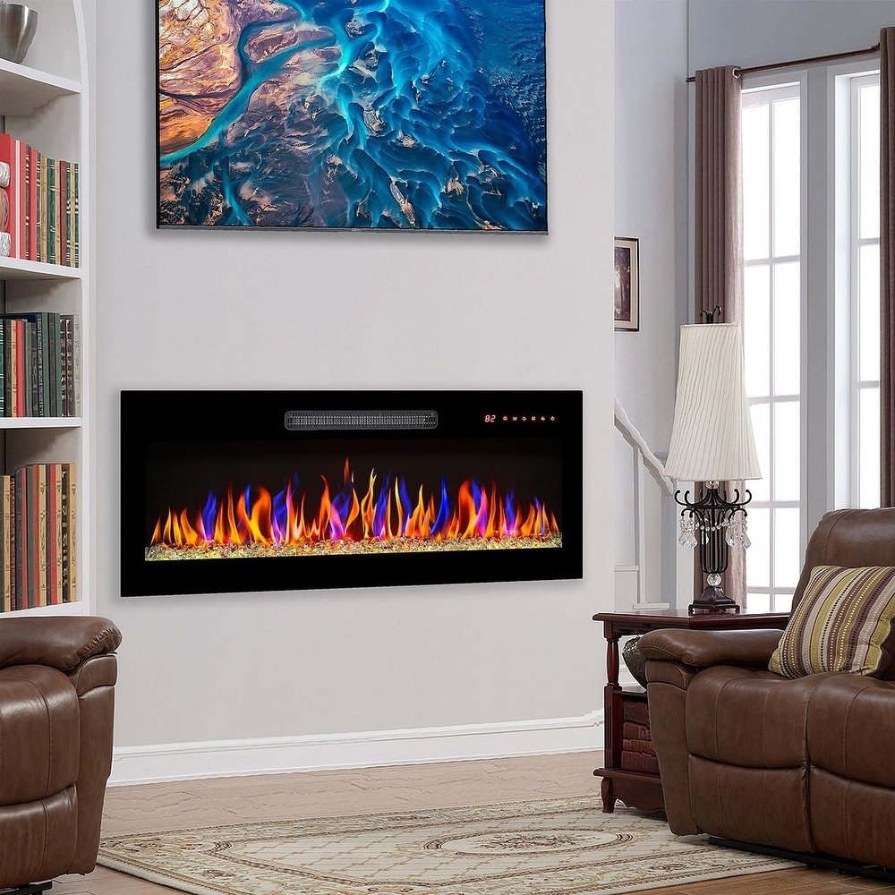 Efficient 1400W Wall Mounted/Built in Electric Fireplace   5000 BTU  with Remote and Touch Screen Control