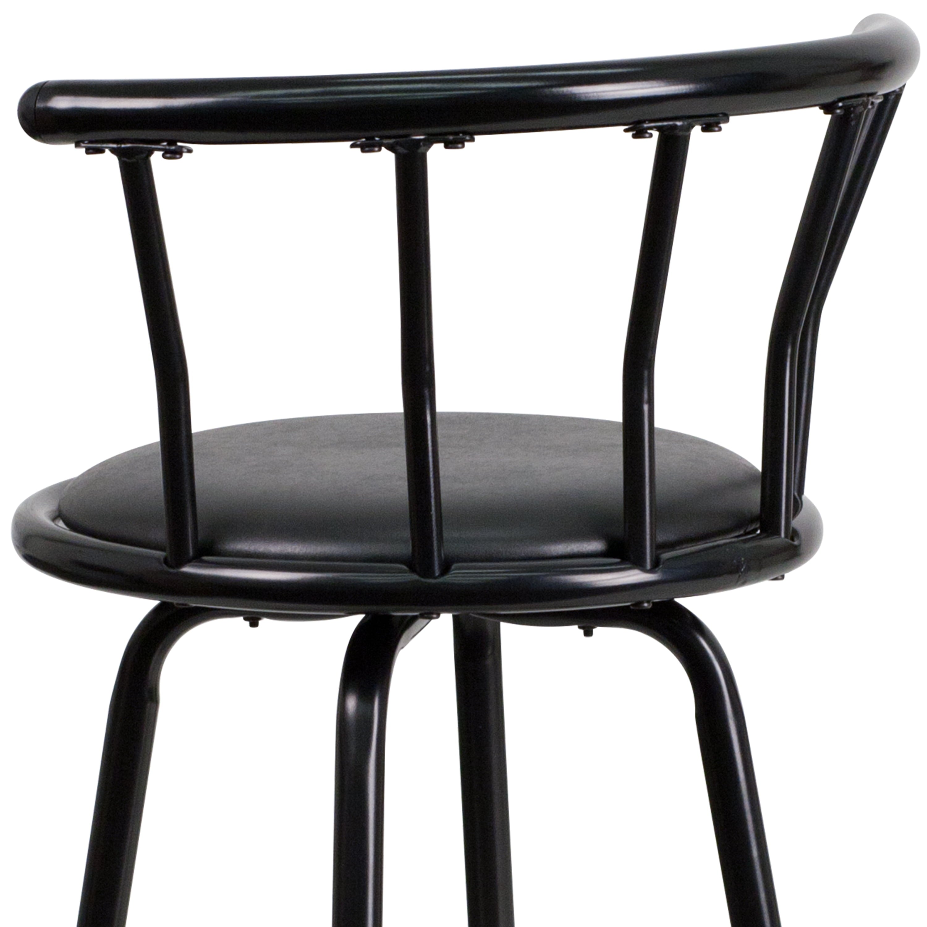 Flash Furniture Charla Crown Back Black Metal Barstool with Black Vinyl Swivel Seat