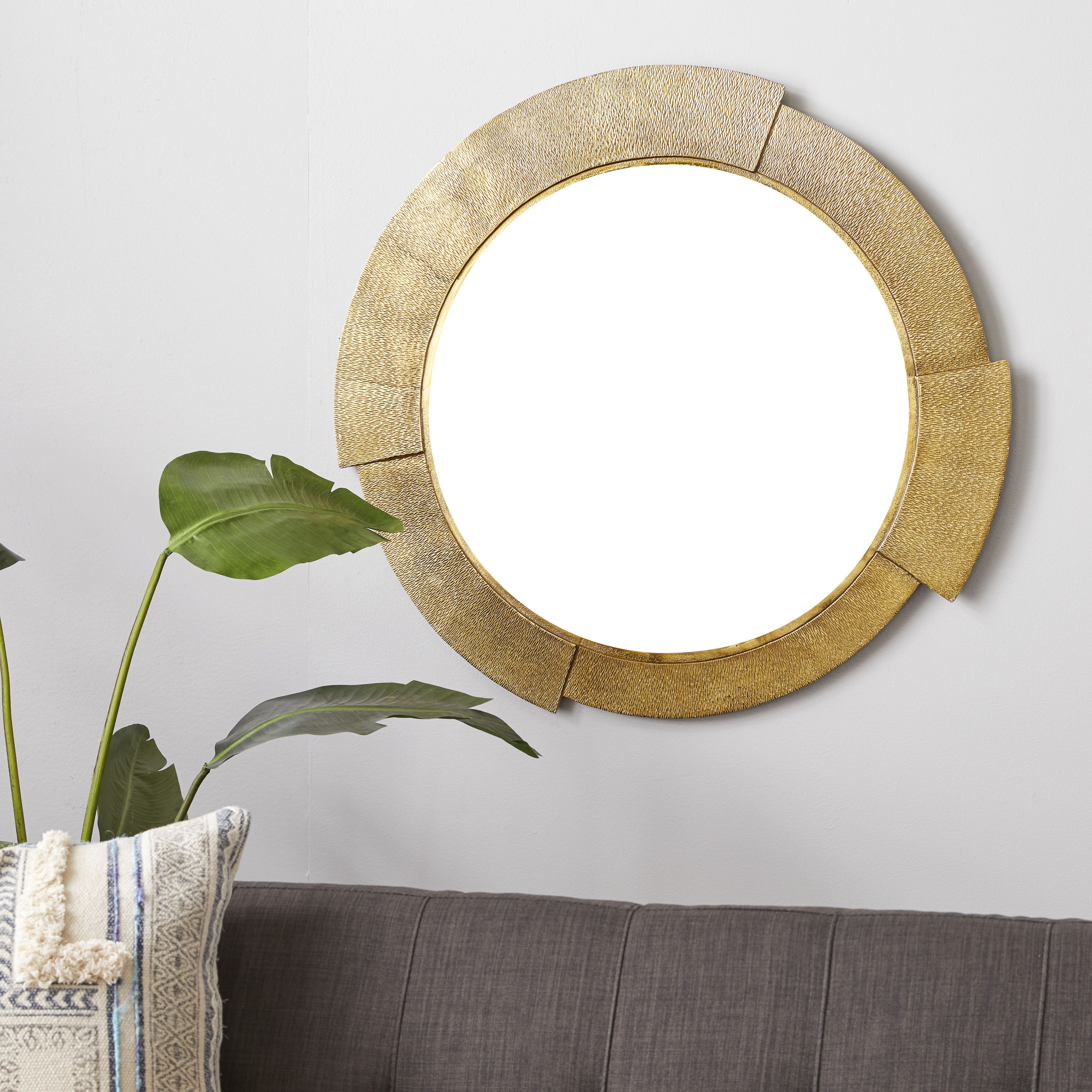 Gold Aluminum Contemporary Wall Mirror 36 x 36 x 1