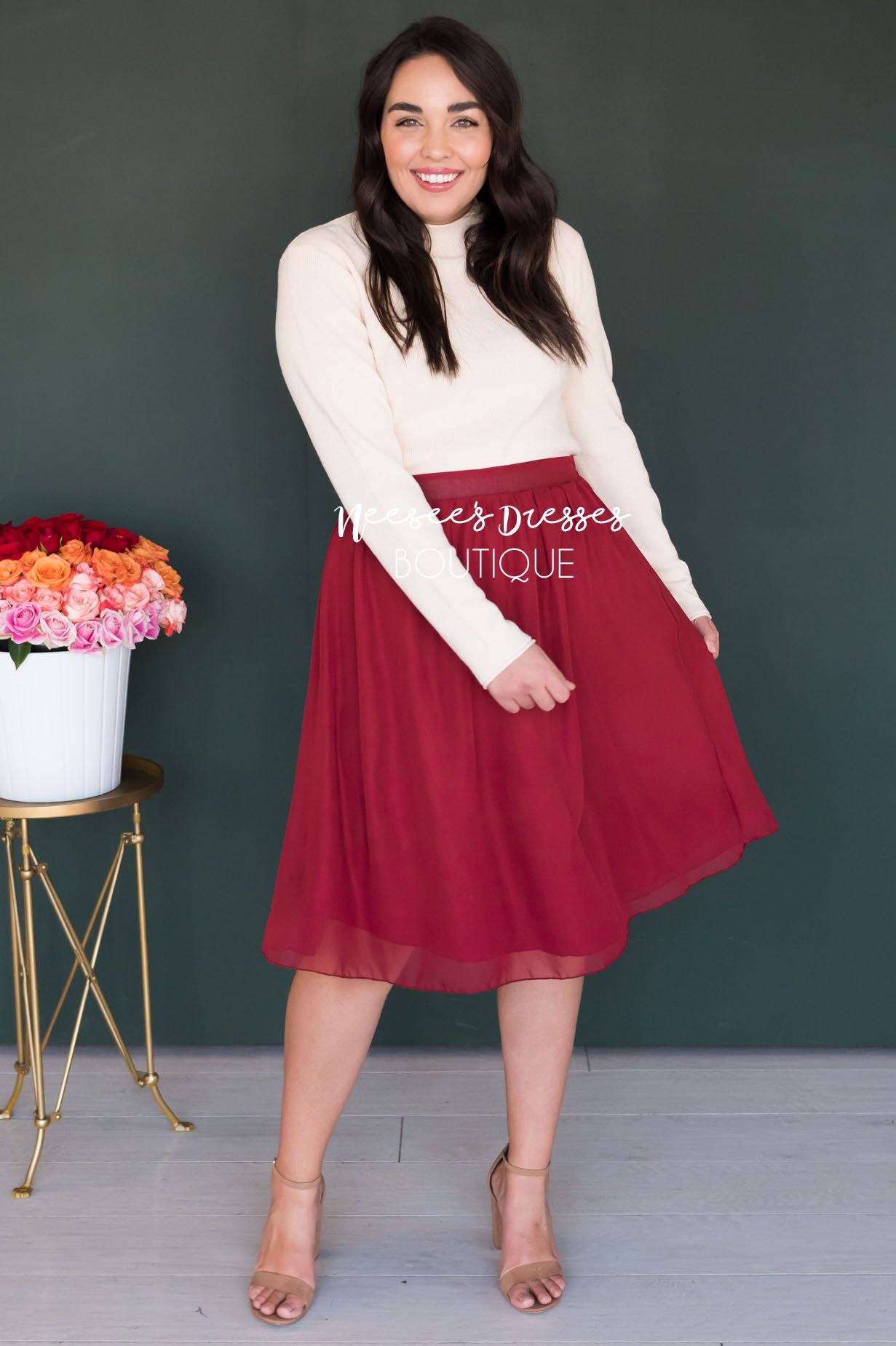 Deep Rust Chiffon Skirt