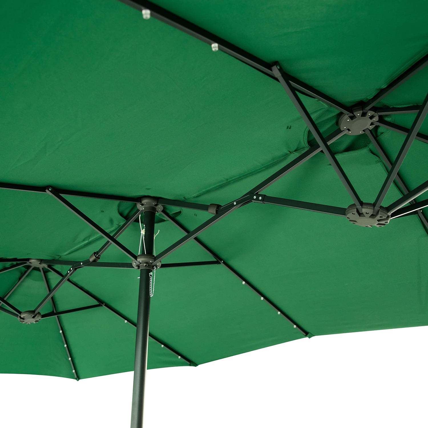 Ainfox 15ft Large Patio Umbrella with Solar Lights, Double-Sided Outdoor Rectangle Table Umbrellas with 48 LED Lights，Green