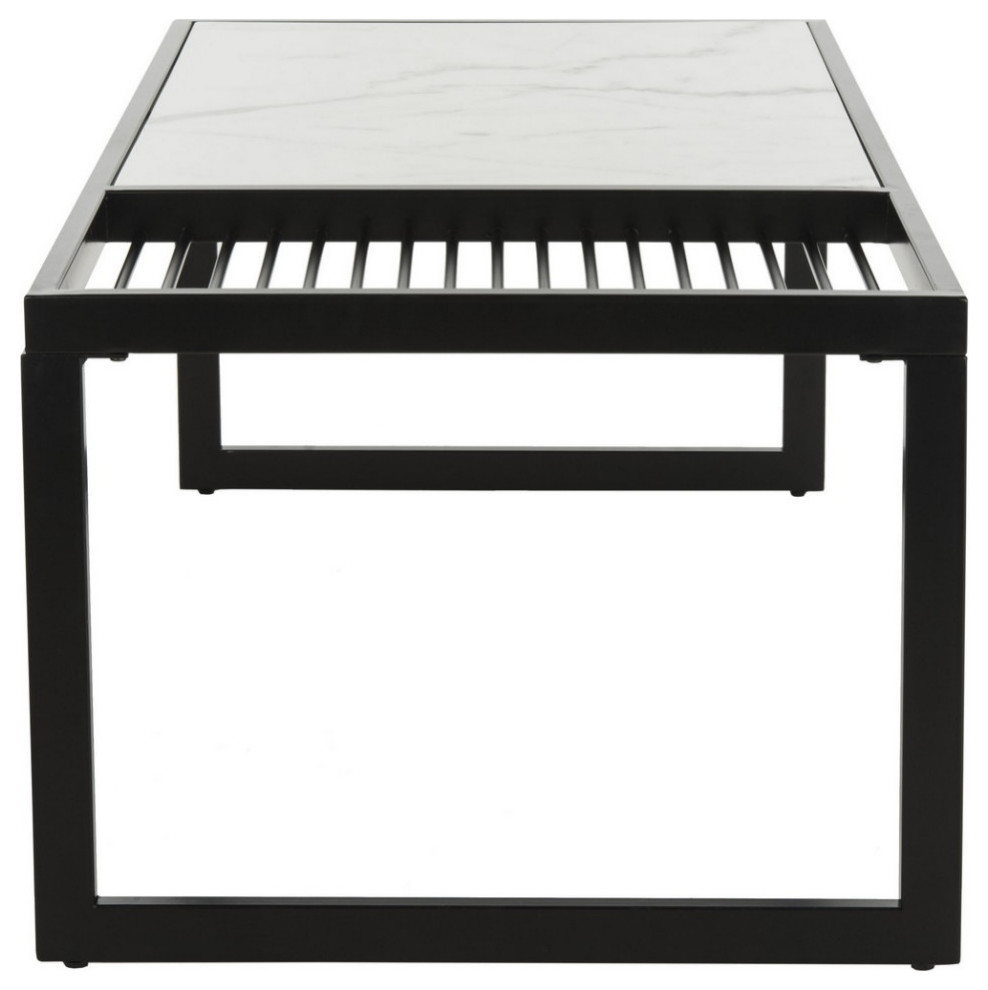 Rico Coffee Table White Marble/ Black   Industrial   Coffee Tables   by AED Luxury Home Decor  Houzz