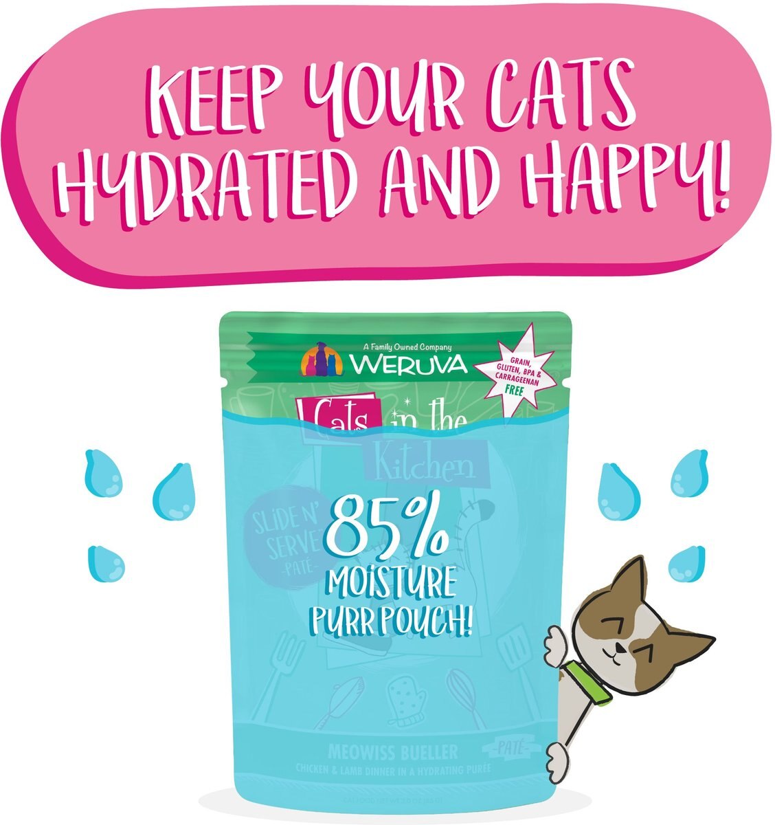 Weruva Cats in the Kitchen Meowiss Bueller with Chicken and Lamb Grain-Free Cat Food Pouches