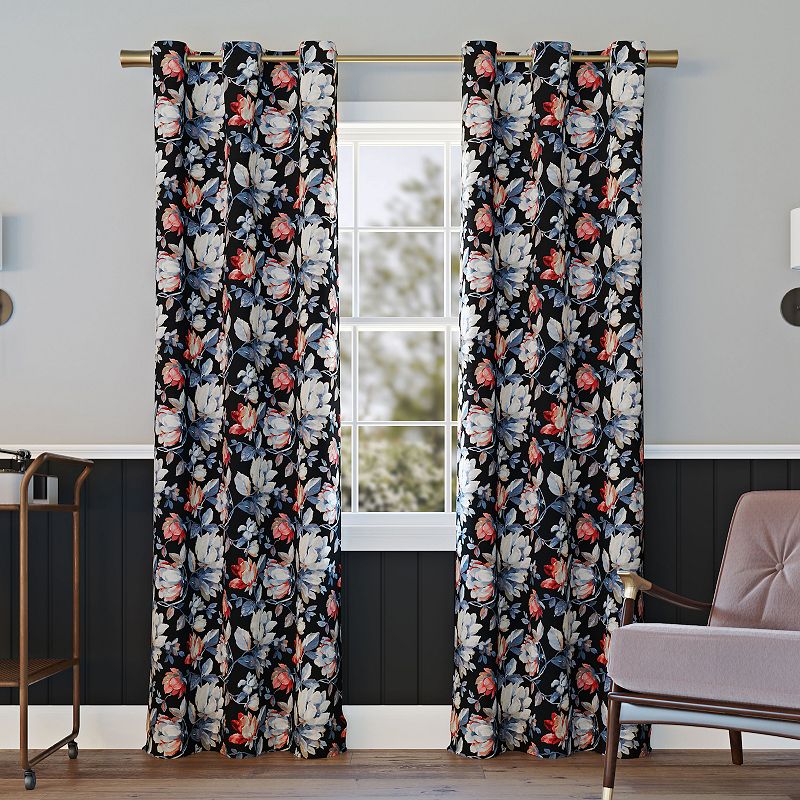 Sun Zero Irma Vintage Floral Blackout Grommet Window Curtain Panel