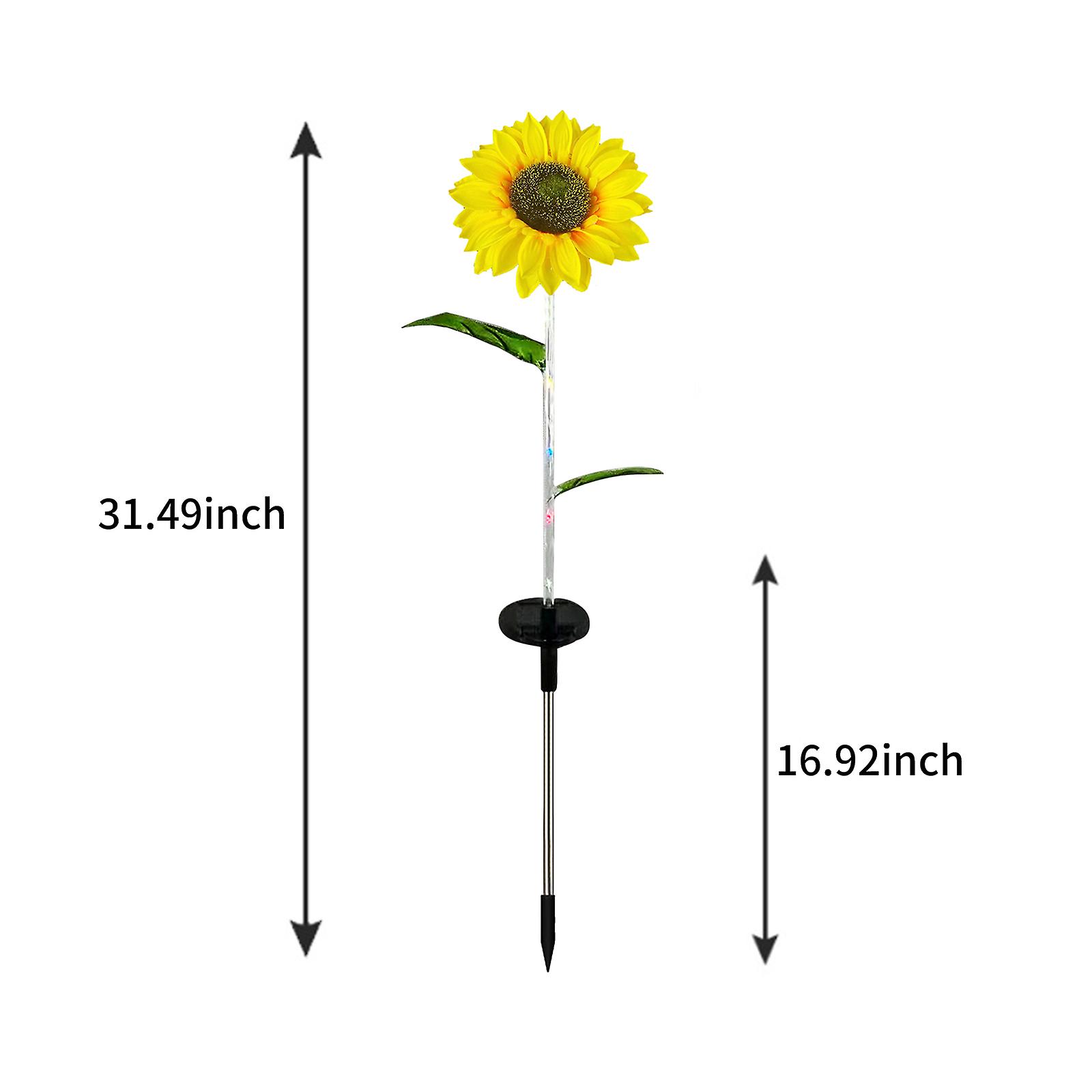 2pack Sunflower Led Solar Lights Colorful Gradient Garden Stake Lights Warm White Decorative Lamp Waterproof Auto On/off Landscape Lamp For Outdoor Pa