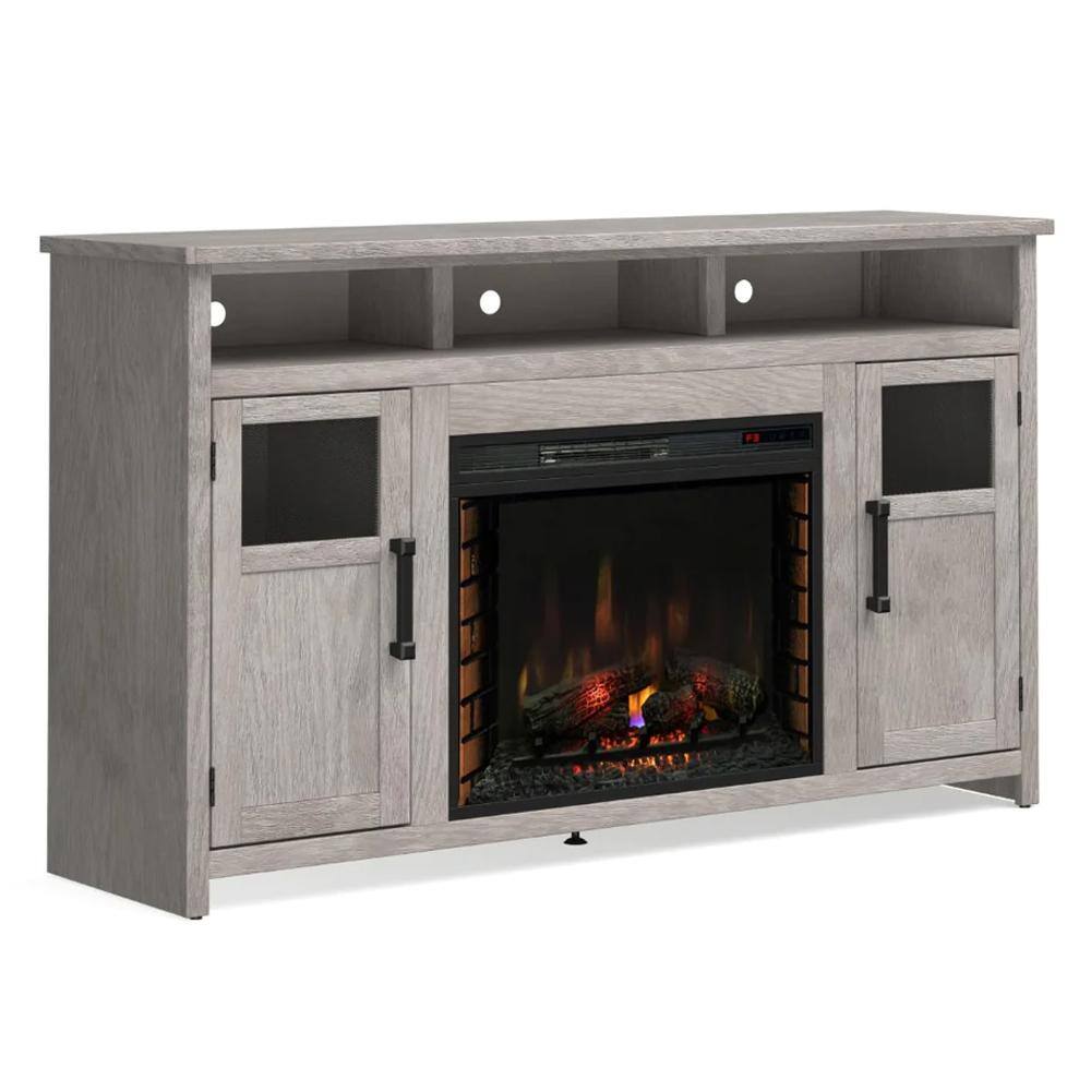 Bridgevine Home 65 in. Fully Assembled Driftwood TV Stand with Electric Fireplace Fits TV's up to 75 in. MS5110.DFW