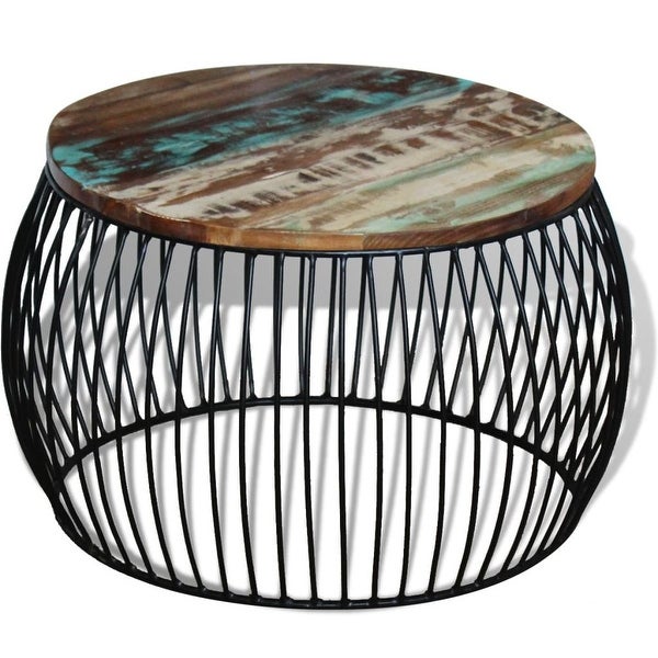 vidaXL Coffee Table Round Solid Reclaimed Wood 26.8