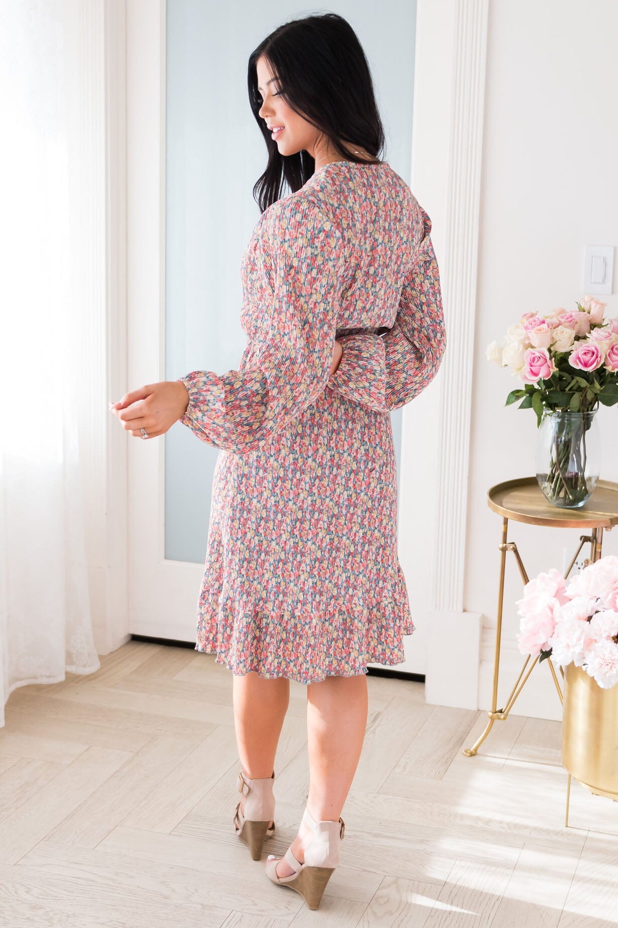 Emory floral ruffled hem dress