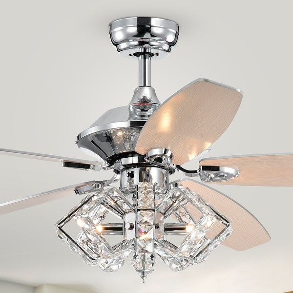 Silver Orchid Pitts 5-Blade Lighted Ceiling Fan w/ Pentagon Crystal Shade Shopping - The Best Deals on Ceiling Fans | 35259971