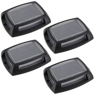 Hampton Bay Solar 10 Lumens Black Outdoor Integrated LED Deck and Step Light (4-Pack) WeatherWaterRust Resistant 62805