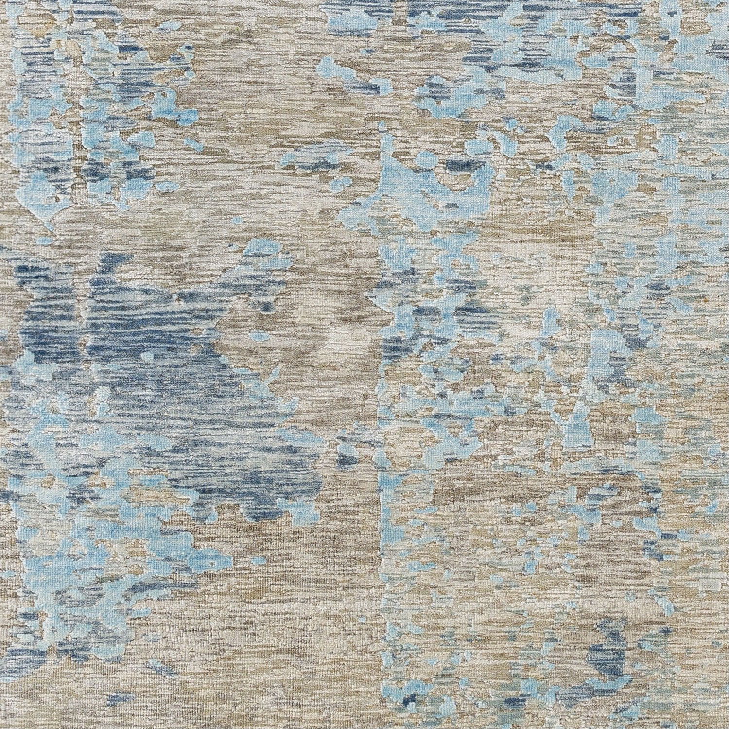 Ocean Hand Knotted Rug in Denim, Pale Blue, Taupe, Light Gray