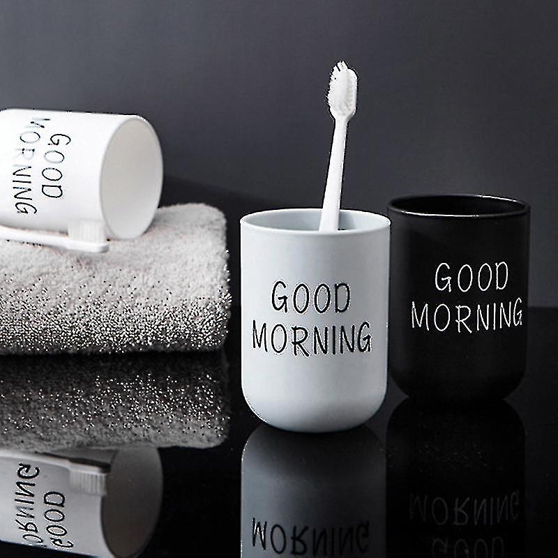 2pcs Tooth Brushing Cups Letter Printing Without Handle Pp Household Stylish Toothbrush Holder For