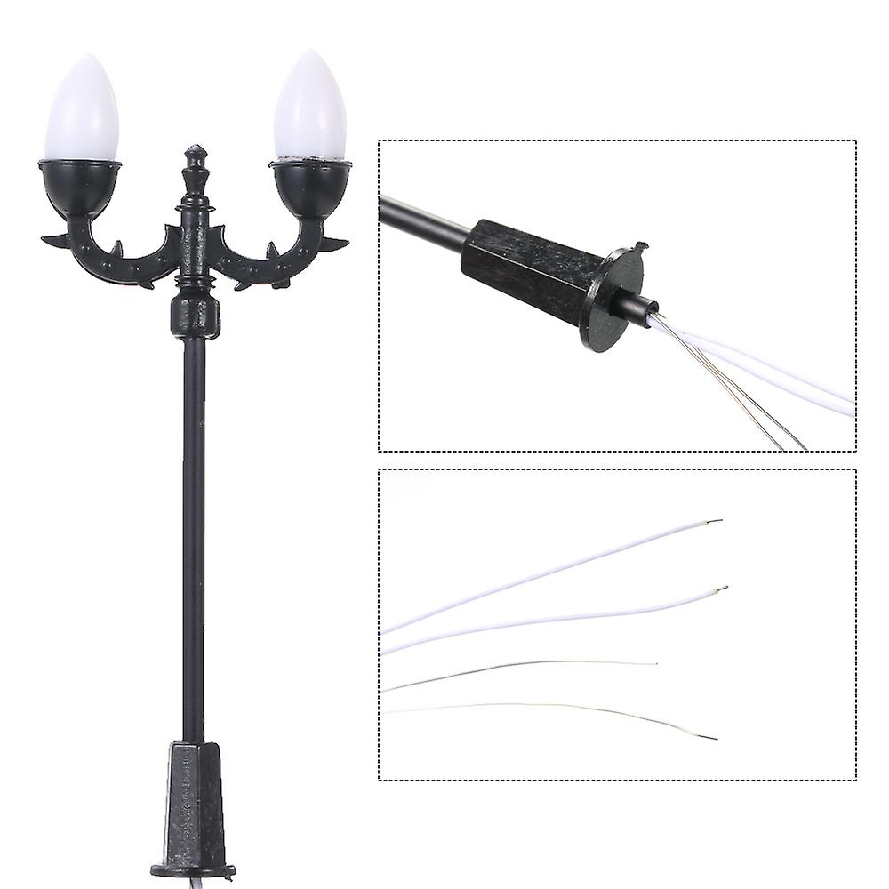 20pcs White Model Street Lights Layout Lamppost Railway Train Garden Playground Scenery Led Lamp Lighting 1:100 Scale 70mm  Style 1