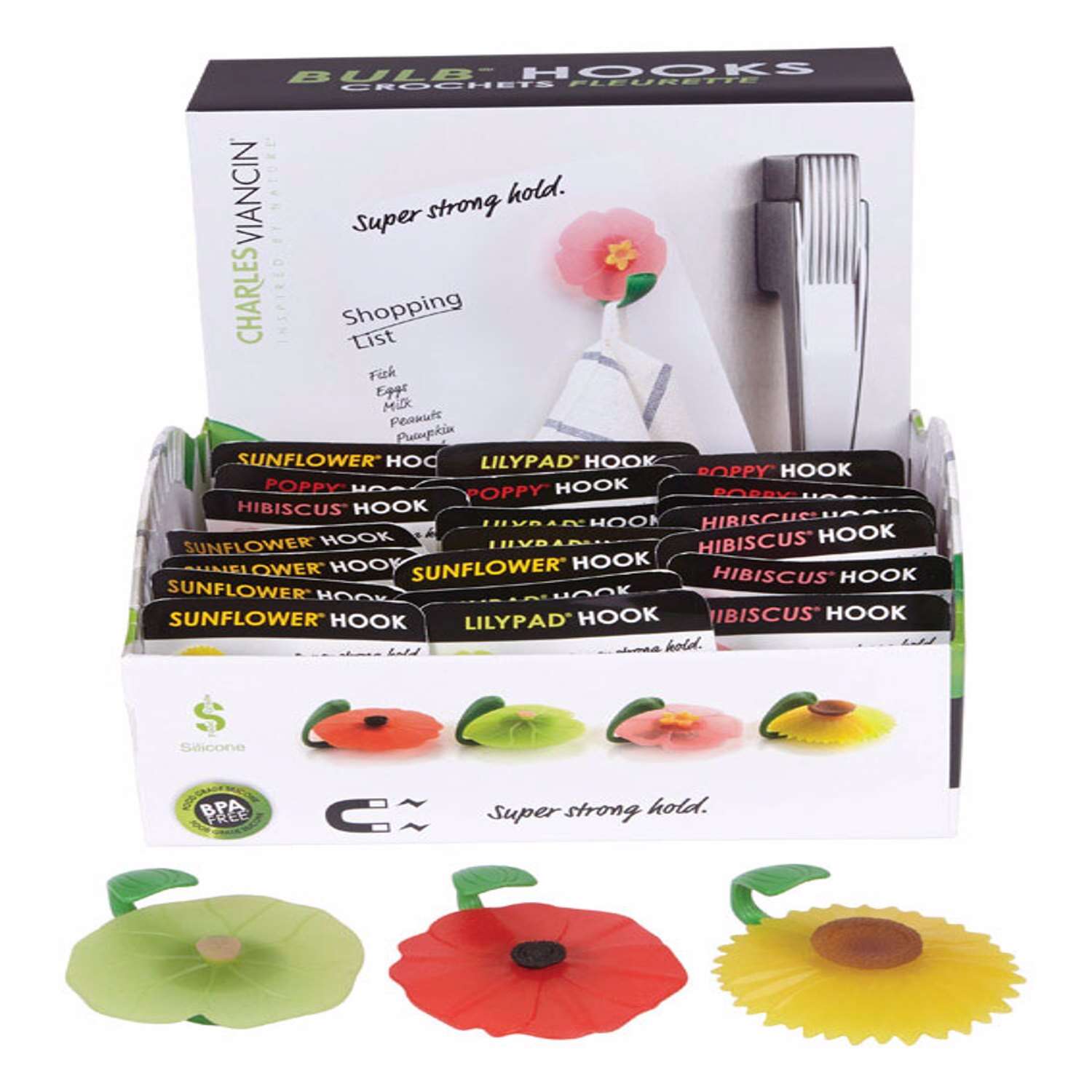 Charles Viancin Assorted Colors Silicone Magnetic Flower Hooks