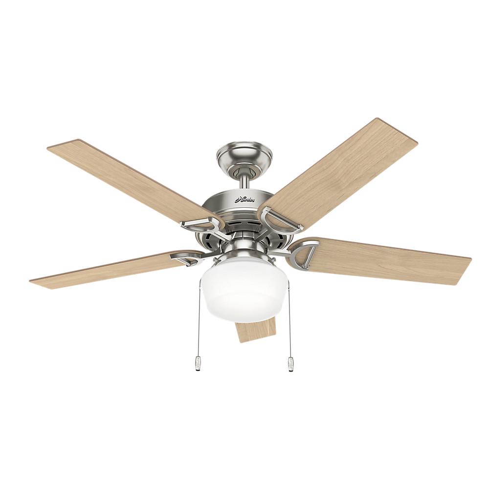 Hunter 52 Viola Brushed Nickel Ceiling Fan with Light Kit and Pull Chain