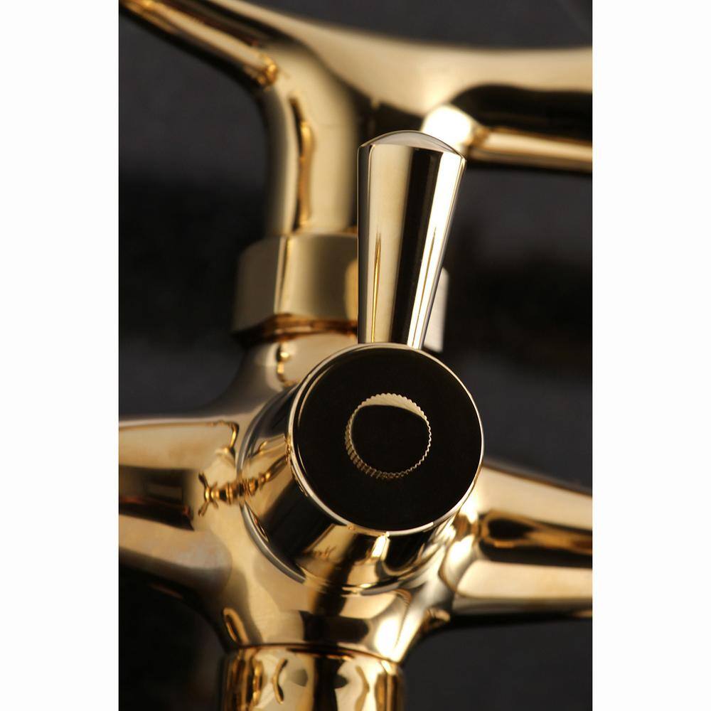 Kingston Brass Victorian 3-Handle Wall Claw Foot Tub Faucet with Handshower in Polished Brass HKS285PB